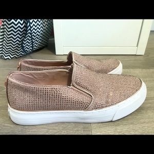 GUESS PINK RHINESTONE GLITTER SLIP ON SHOES